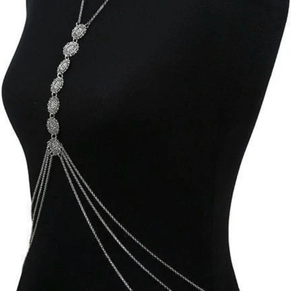 Silver Harness Body Chain Jewelry